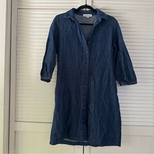 Amour Vert Denim cotton and linen Button-Up Dress
